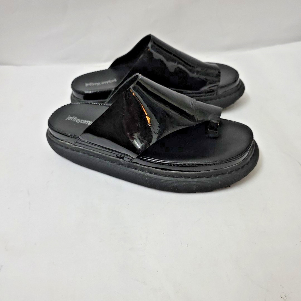 Jeffrey Campbell Black Patent Slide Sandals